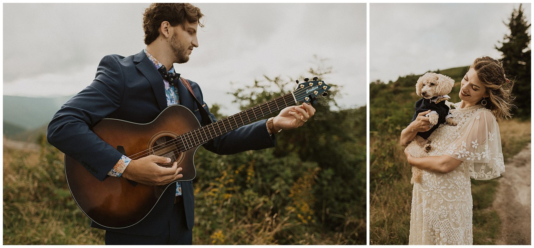 groom singing to his bride during their blue ridge mountains elopement