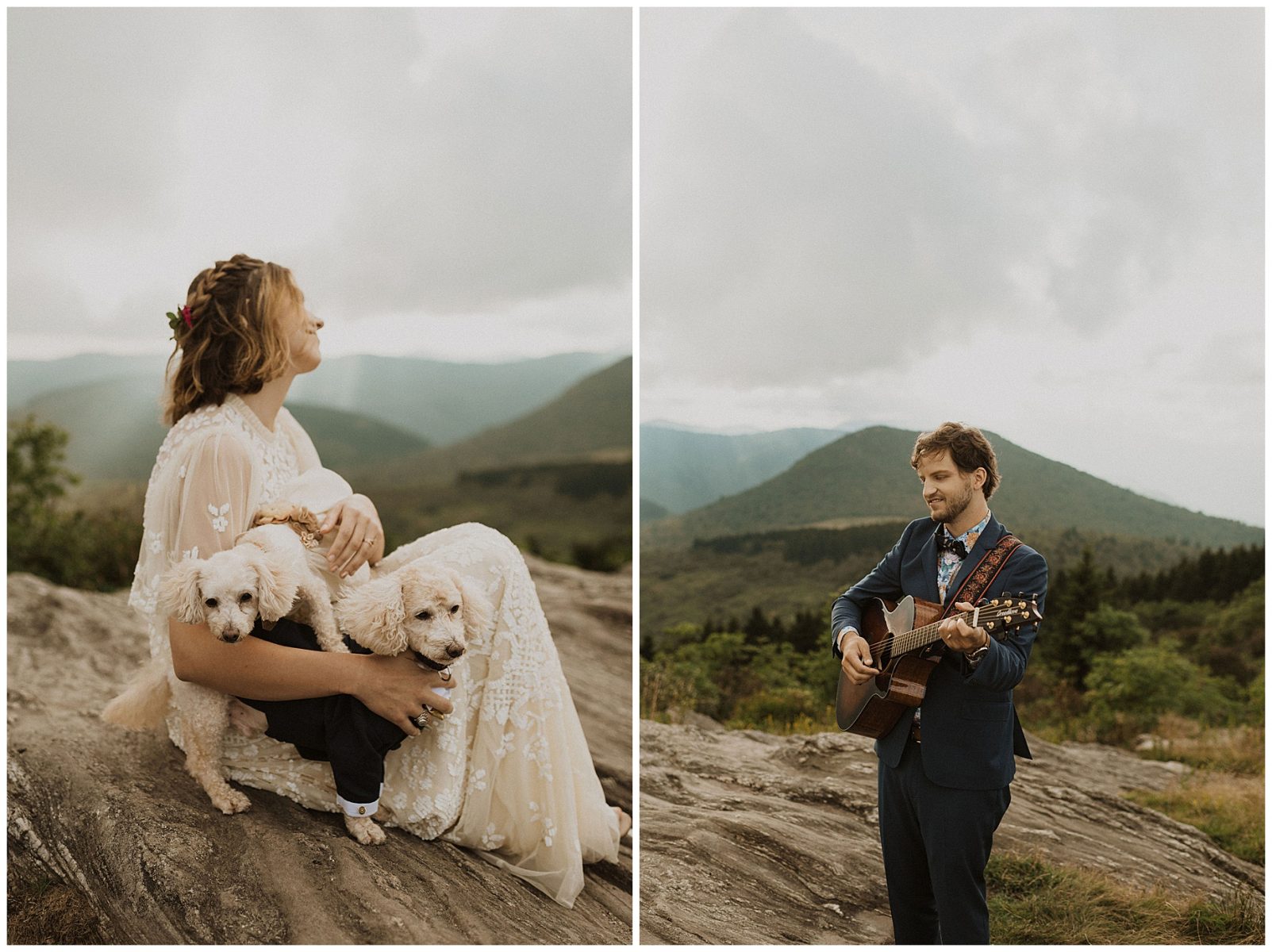 groom singing to his bride during their blue ridge mountains elopement
